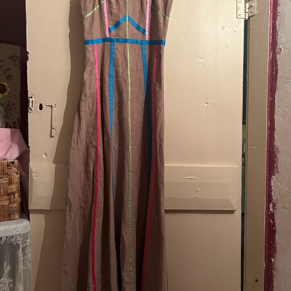 Vintage Handmade Linen Ribbon Prairie Dress - Picture 7 of 7